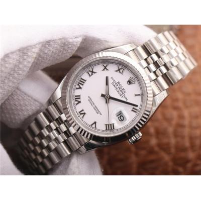 EWF Datejust 36 126234 A3235 Automatic Unisex Watch Fluted Bezel White Roman 904L SS Jubilee Bracelet Best Edition