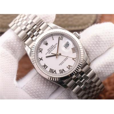 EWF Datejust 36 126234 A3235 Automatic Unisex Watch Fluted Bezel White Roman 904L SS Jubilee Bracelet Best Edition