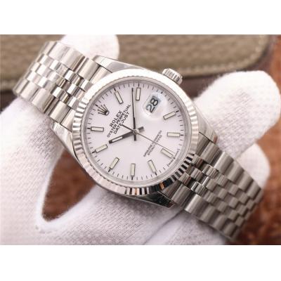 EWF Datejust 36 126234 A3235 Automatic Unisex Watch Fluted Bezel White Stick 904L SS Jubilee Bracelet Best Edition