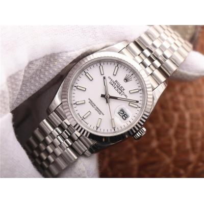 EWF Datejust 36 126234 A3235 Automatic Unisex Watch Fluted Bezel White Stick 904L SS Jubilee Bracelet Best Edition