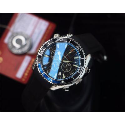 Replica Seamaster Japan OS Quartz Chronograph Movement Mens Watch Black Dial Rubber Strap E286