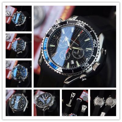 Replica Seamaster Japan OS Quartz Chronograph Movement Mens Watch Black Dial Rubber Strap E286