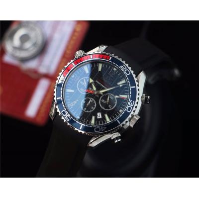 Replica Seamaster Japan OS Quartz Chronograph Movement Mens Watch Black Dial Rubber Strap E286