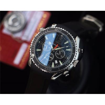 Replica Seamaster Japan OS Quartz Chronograph Movement Mens Watch Black Dial Rubber Strap E286