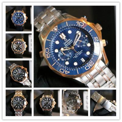 Replica Seamaster Japan VK Quartz Chronograph Movement Mens Watch Blue Dial Two Tone Rose Gold E287