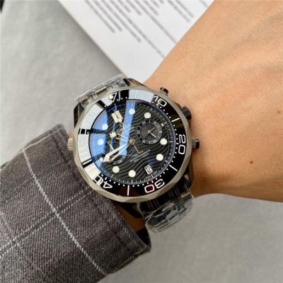 Replica Seamaster Japan VK Quartz Chronograph Movement Mens Watch Black Dial Rubber Strap E289