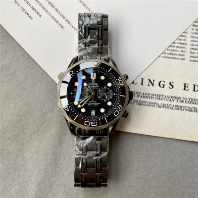 Replica Seamaster Japan VK Quartz Chronograph Movement Mens Watch Black Dial Rubber Strap E289