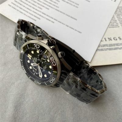 Replica Seamaster Japan VK Quartz Chronograph Movement Mens Watch Black Dial Rubber Strap E289