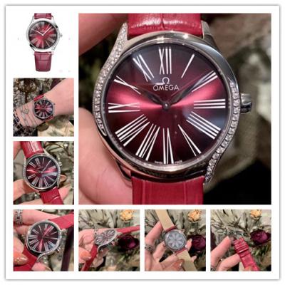 Replica De Ville Swiss Quartz Movement Womens Watch Purple Dial Diamonds Case Leather Strap E294