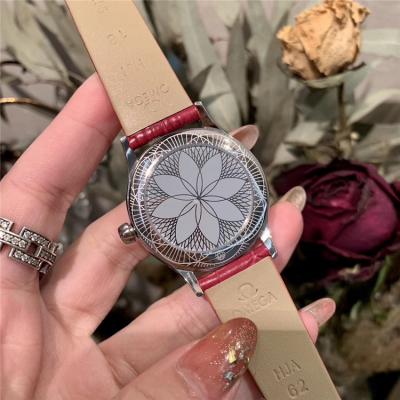 Replica De Ville Swiss Quartz Movement Womens Watch Purple Dial Diamonds Case Leather Strap E294