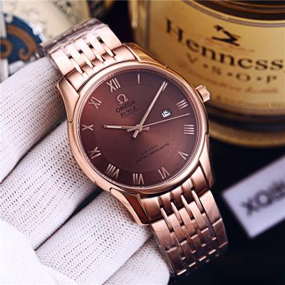 Replica De Ville Japan Quartz Movement Mens Watch Black Dial Two Tone Rose Gold E302