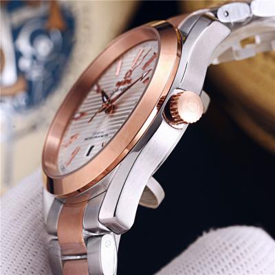 Replica Seamaster Japan Quartz Movement Mens Watch Silver Dial Two Tone Rose Gold B E306