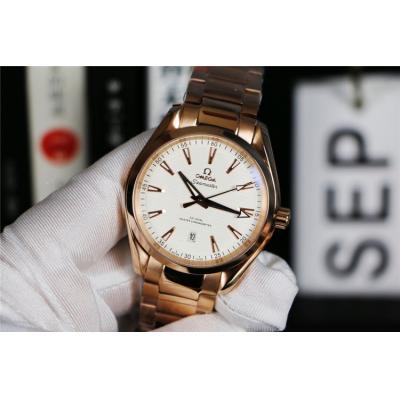 Replica Seamaster A21j Automatic Movement Mens Watch White Dial Two Tone Rose Gold B E350