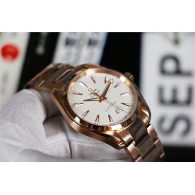 Replica Seamaster A21j Automatic Movement Mens Watch White Dial Two Tone Rose Gold B E350