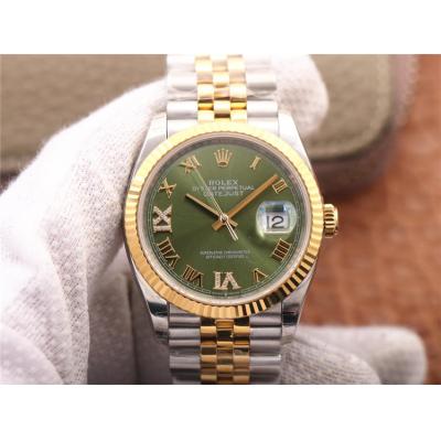 EWF Datejust 36 126233 A3235 Automatic Unisex Watch Two Tone YG  Green Roman Diamond 904L Jubilee Bracelet Best Edition