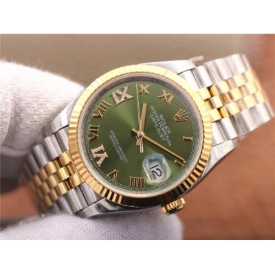 EWF Datejust 36 126233 A3235 Automatic Unisex Watch Two Tone YG  Green Roman Diamond 904L Jubilee Bracelet Best Edition