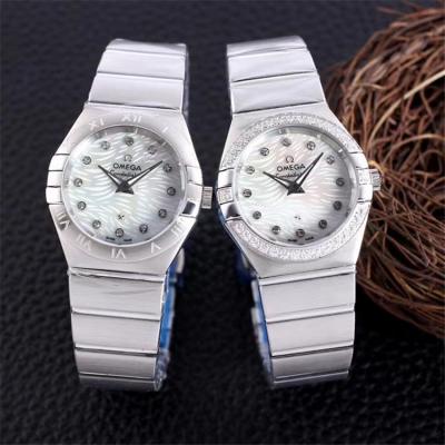 Replica Constellation Japan Quartz Movement Womens Watch Ice Blue Dial Two Tone Rose Gold A E357