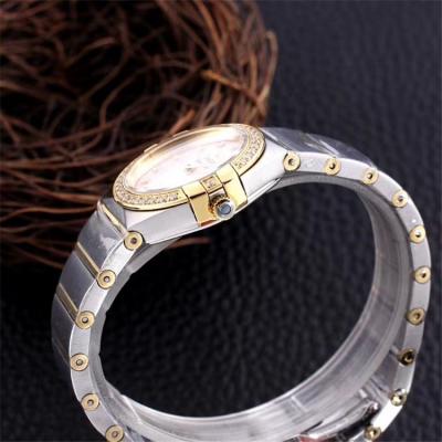 Replica Constellation Japan Quartz Movement Womens Watch Ice Blue Dial Two Tone Rose Gold A E357