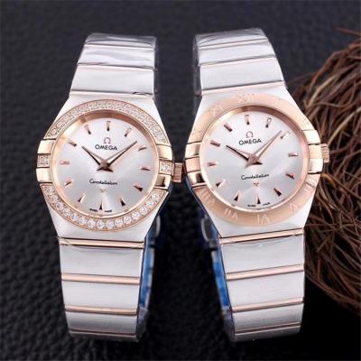 Replica Constellation Japan Quartz Movement Womens Watch Silver Dial Two Tone Rose Gold C E357