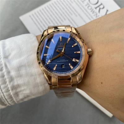 Replica Seamaster A21j Automatic Movement Mens Watch Blue Dial Rose Gold A E365