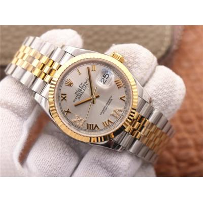 EWF Datejust 36 126233 A3235 Automatic Unisex Watch Two Tone YG Silver Roman Diamond 904L Jubilee Bracelet Best Edition