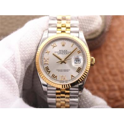 EWF Datejust 36 126233 A3235 Automatic Unisex Watch Two Tone YG Silver Roman Diamond 904L Jubilee Bracelet Best Edition