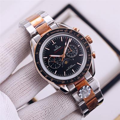 Replica Speedmaster A21j Automatic Movement Mens Watch White Dial Two Tone Rose Gold A E368