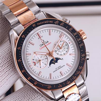 Replica Speedmaster A21j Automatic Movement Mens Watch White Dial Two Tone Rose Gold A E368