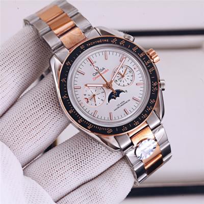 Replica Speedmaster A21j Automatic Movement Mens Watch White Dial Two Tone Rose Gold A E368