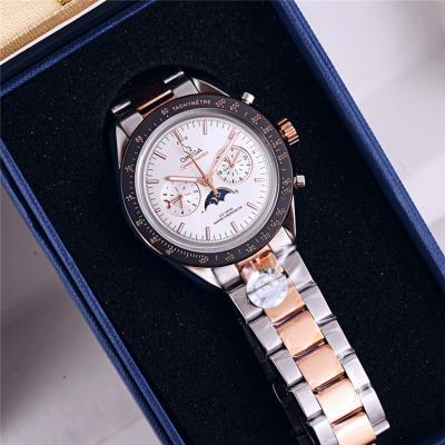 Replica Speedmaster A21j Automatic Movement Mens Watch White Dial Two Tone Rose Gold A E368