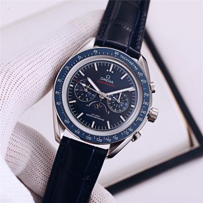 Replica Speedmaster A21j Automatic Movement Mens Watch White Dial Leather Strap B E368