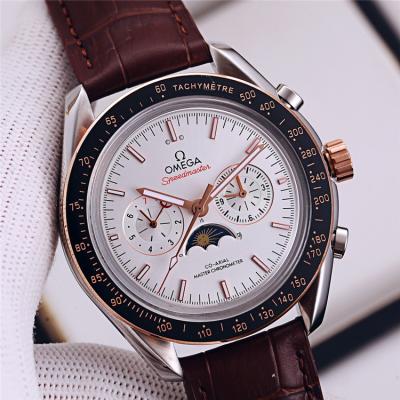 Replica Speedmaster A21j Automatic Movement Mens Watch White Dial Leather Strap B E368