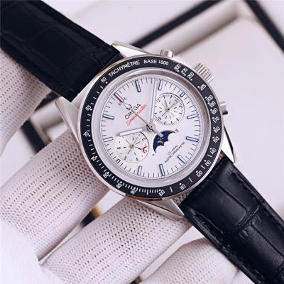 Replica Speedmaster A21j Automatic Movement Mens Watch White Dial Leather Strap B E368