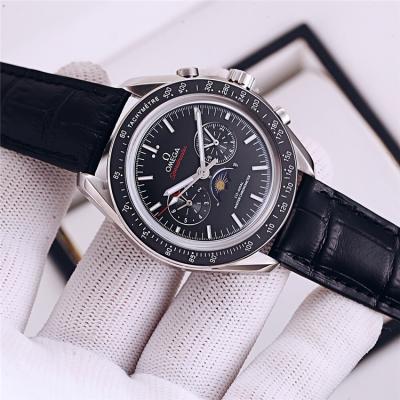 Replica Speedmaster A21j Automatic Movement Mens Watch White Dial Leather Strap B E368