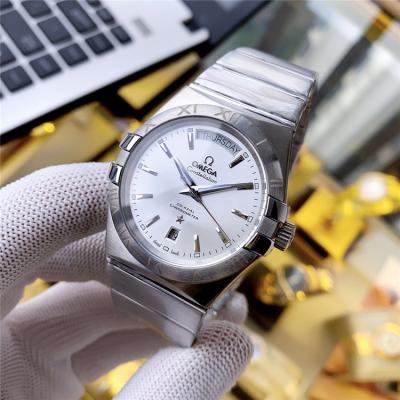 Replica Constellation A21j Automatic Movement Mens Watch Silver Dial Two Tone Yellow Gold A E369