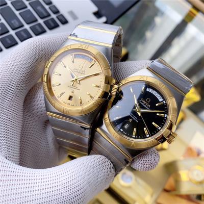 Replica Constellation A21j Automatic Movement Mens Watch Silver Dial Two Tone Yellow Gold A E369