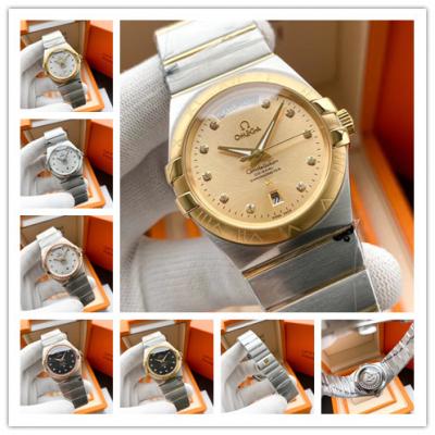 Replica Constellation A21j Automatic Movement Mens Watch Gold Dial Two Tone Yellow Gold A E373