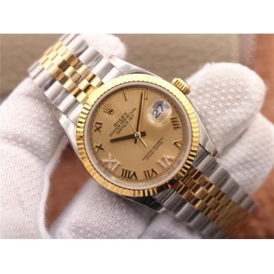 EWF Datejust 36 126233 A3235 Automatic Unisex Watch Two Tone YG Champagne Roman Diamond 904L Jubilee Best Edition