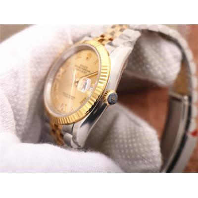 EWF Datejust 36 126233 A3235 Automatic Unisex Watch Two Tone YG Champagne Roman Diamond 904L Jubilee Best Edition