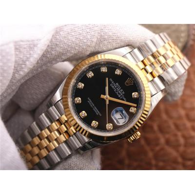 EWF Datejust 36 126233 A3235 Automatic Unisex Watch Two Tone YG Black Diamond Dial 904L Jubilee Bracelet Best Edition