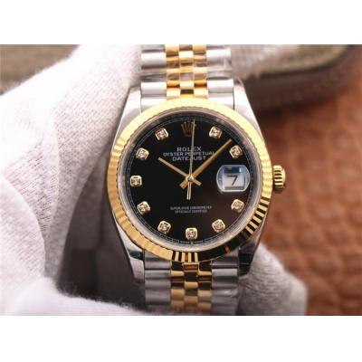 EWF Datejust 36 126233 A3235 Automatic Unisex Watch Two Tone YG Black Diamond Dial 904L Jubilee Bracelet Best Edition