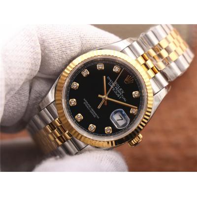 EWF Datejust 36 126233 A3235 Automatic Unisex Watch Two Tone YG Black Diamond Dial 904L Jubilee Bracelet Best Edition