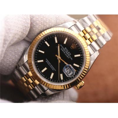 EWF Datejust 36 126233 A3235 Automatic Unisex Watch Two Tone YG Black Stick Dial 904L Jubilee Bracelet Best Edition