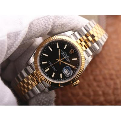 EWF Datejust 36 126233 A3235 Automatic Unisex Watch Two Tone YG Black Stick Dial 904L Jubilee Bracelet Best Edition