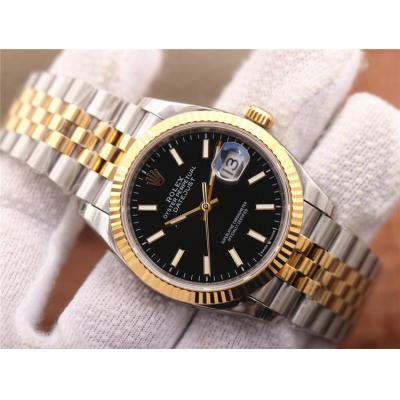 EWF Datejust 36 126233 A3235 Automatic Unisex Watch Two Tone YG Black Stick Dial 904L Jubilee Bracelet Best Edition