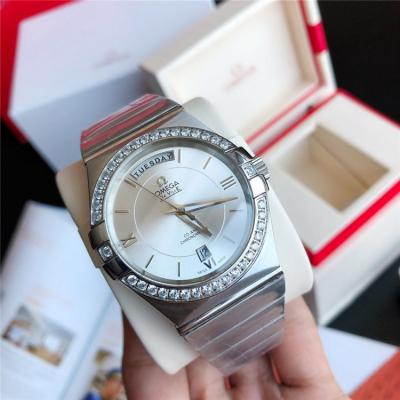 Replica Constellation Japan Miyota 8215 Automatic Mens Watch Silver Dial Diamonds Case Stainless Steel A E379