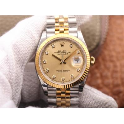 EWF Datejust 36 126233 A3235 Auto Unisex Watch Two Tone YG Champagne Dimamond 904L Jubilee Bracelet Best Best Edition