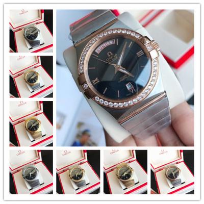 Replica Constellation Japan Miyota 8215 Automatic Mens Watch Black Dial Diamonds Case Two Tone Rose Gold C E379