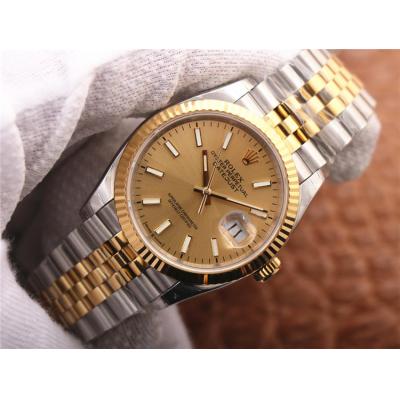 EWF Datejust 36 126233 A3235 Automatic Unisex Watch Two Tone YG Champagne Stick Dial 904L Jubilee Bracelet Best Edition