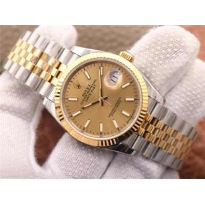 EWF Datejust 36 126233 A3235 Automatic Unisex Watch Two Tone YG Champagne Stick Dial 904L Jubilee Bracelet Best Edition